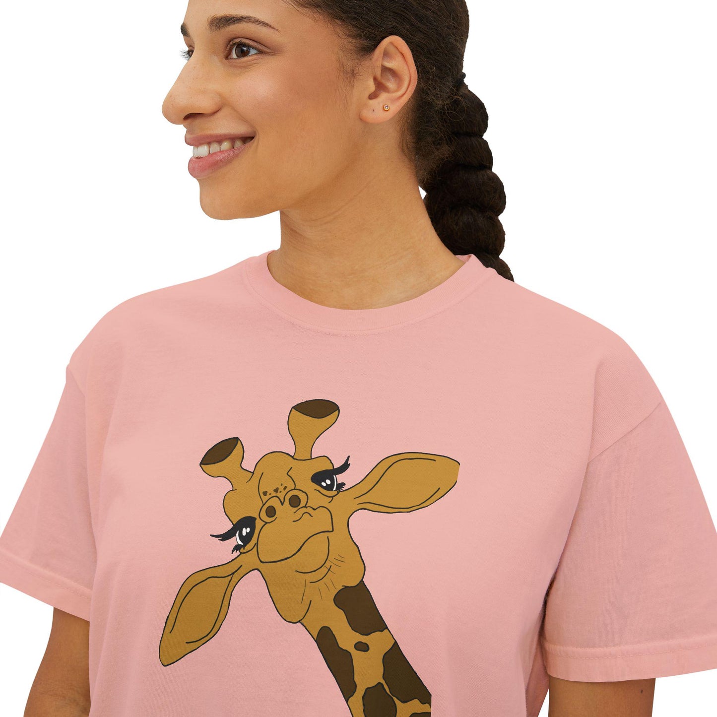 Women's Boxy Tee, Giraffe, trendy, custom graphic tee, boyfriend tee