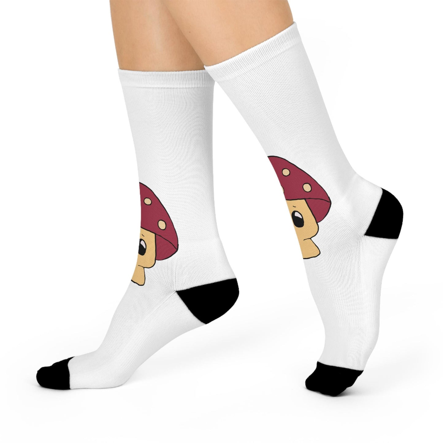 Cushioned Crew Socks "Shroomy" mushrooms, custom, trendy, rizzy