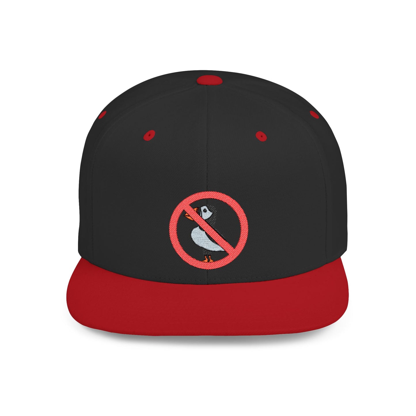 Trendy Flat Bill Snapback Hat with No Puffin Design