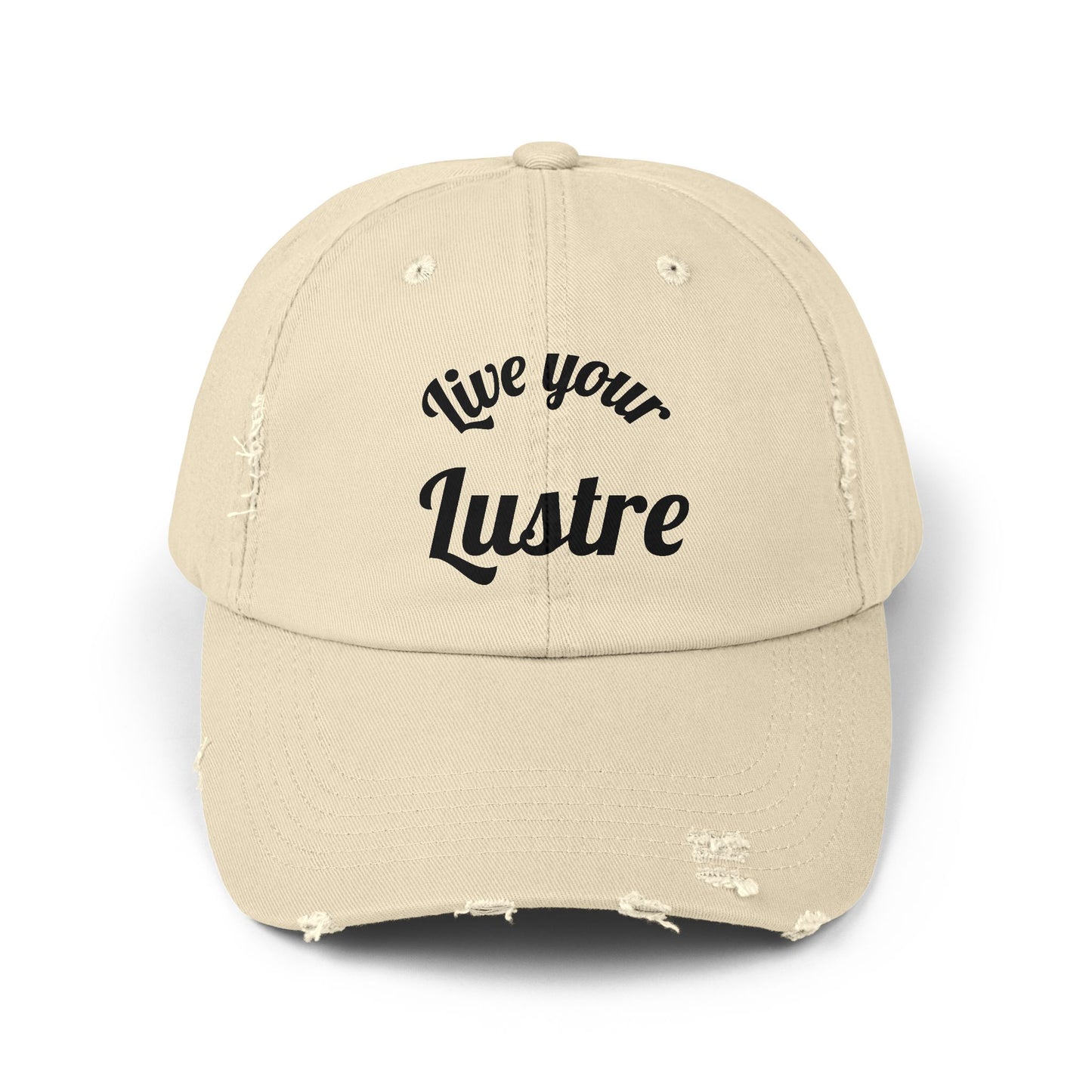 Unisex Distressed Cap - "Live Your Lustre" Vintage Style Hat for Casual Wear