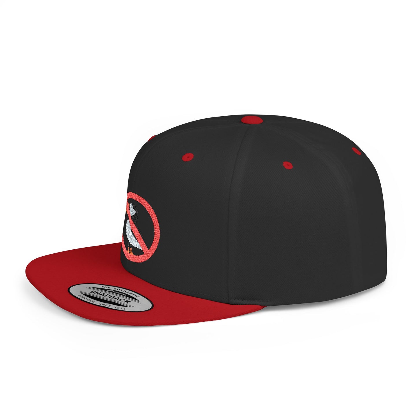 Trendy Flat Bill Snapback Hat with No Puffin Design