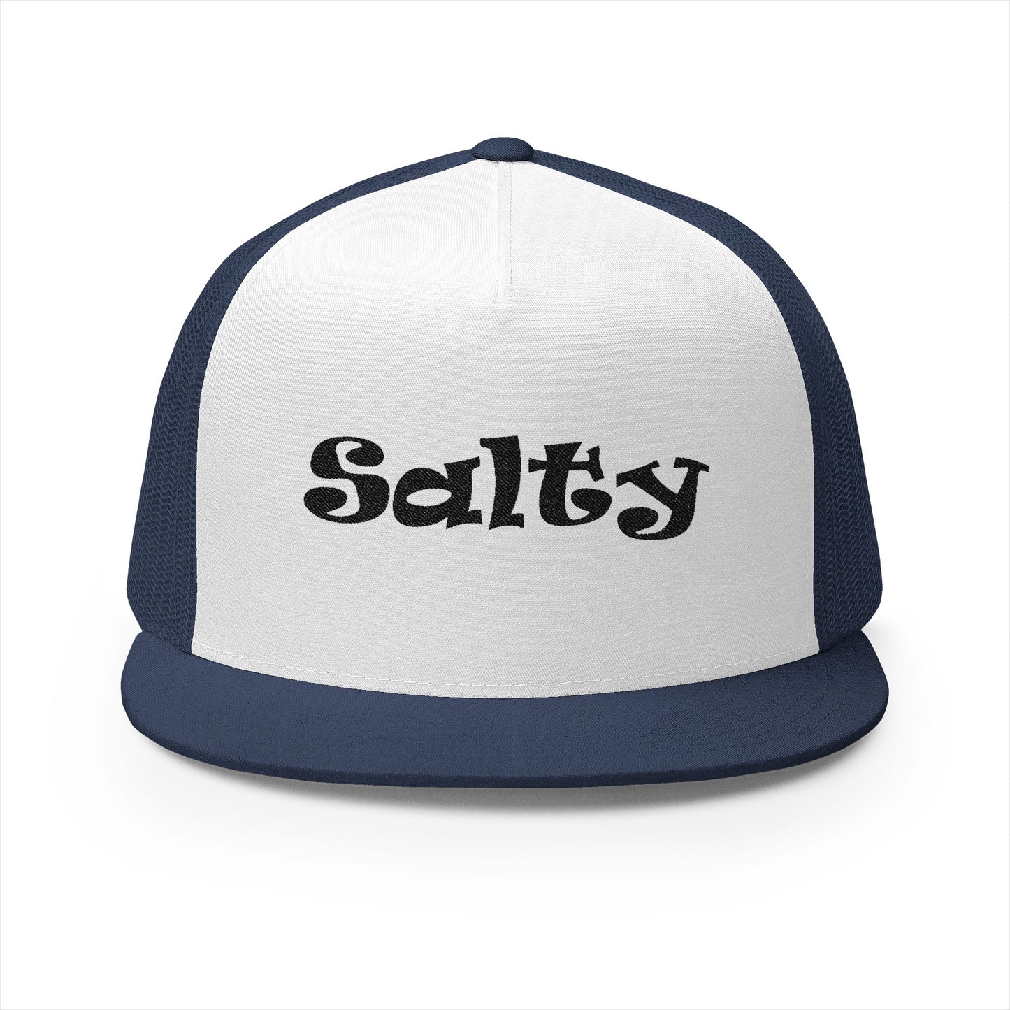 Salty 5 Panel Trucker Cap - Fun Embroidered Hat for Outdoor Adventures