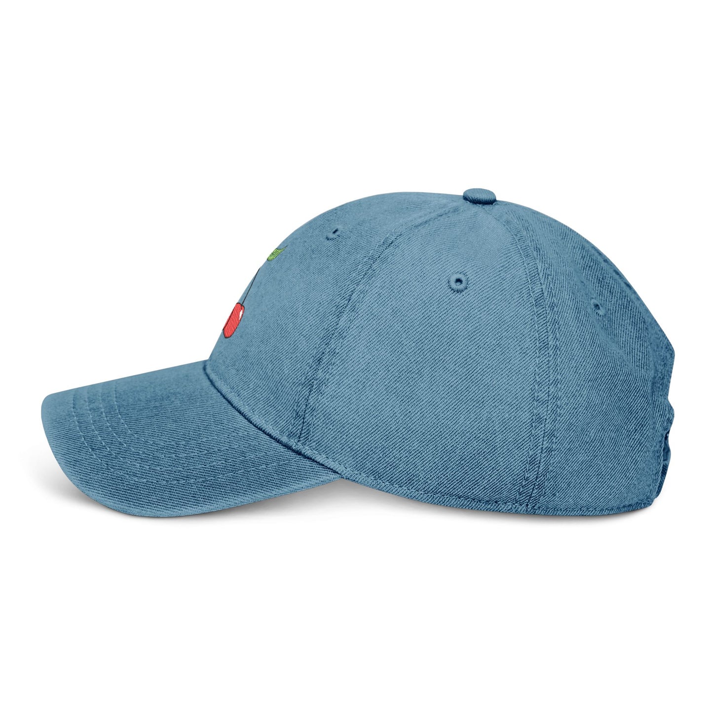 Cherry Embroidered Denim Hat - Casual Cap for Summer Styling