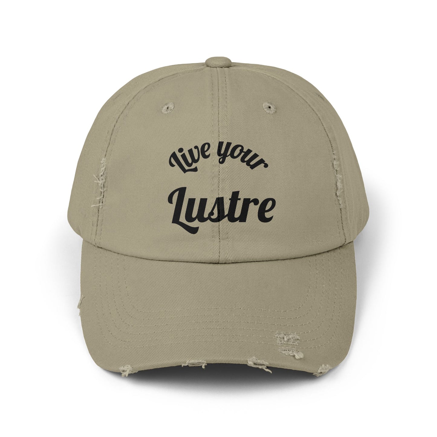 Unisex Distressed Cap - "Live Your Lustre" Vintage Style Hat for Casual Wear
