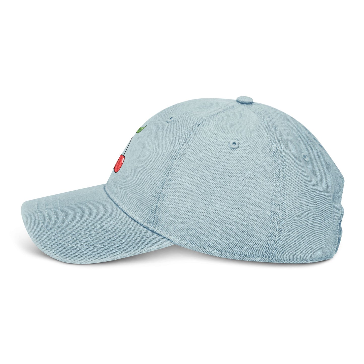 Cherry Embroidered Denim Hat - Casual Cap for Summer Styling