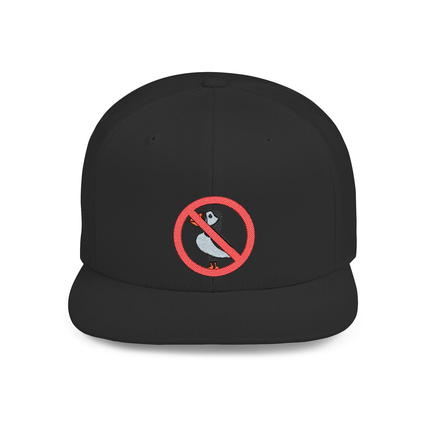 Trendy Flat Bill Snapback Hat with No Puffin Design