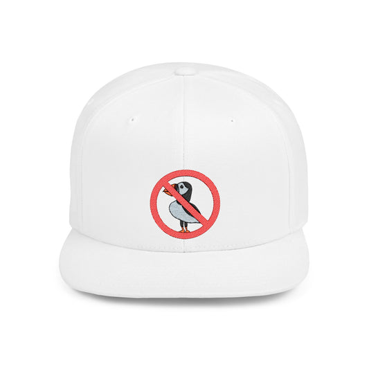 Trendy Flat Bill Snapback Hat with No Puffin Design