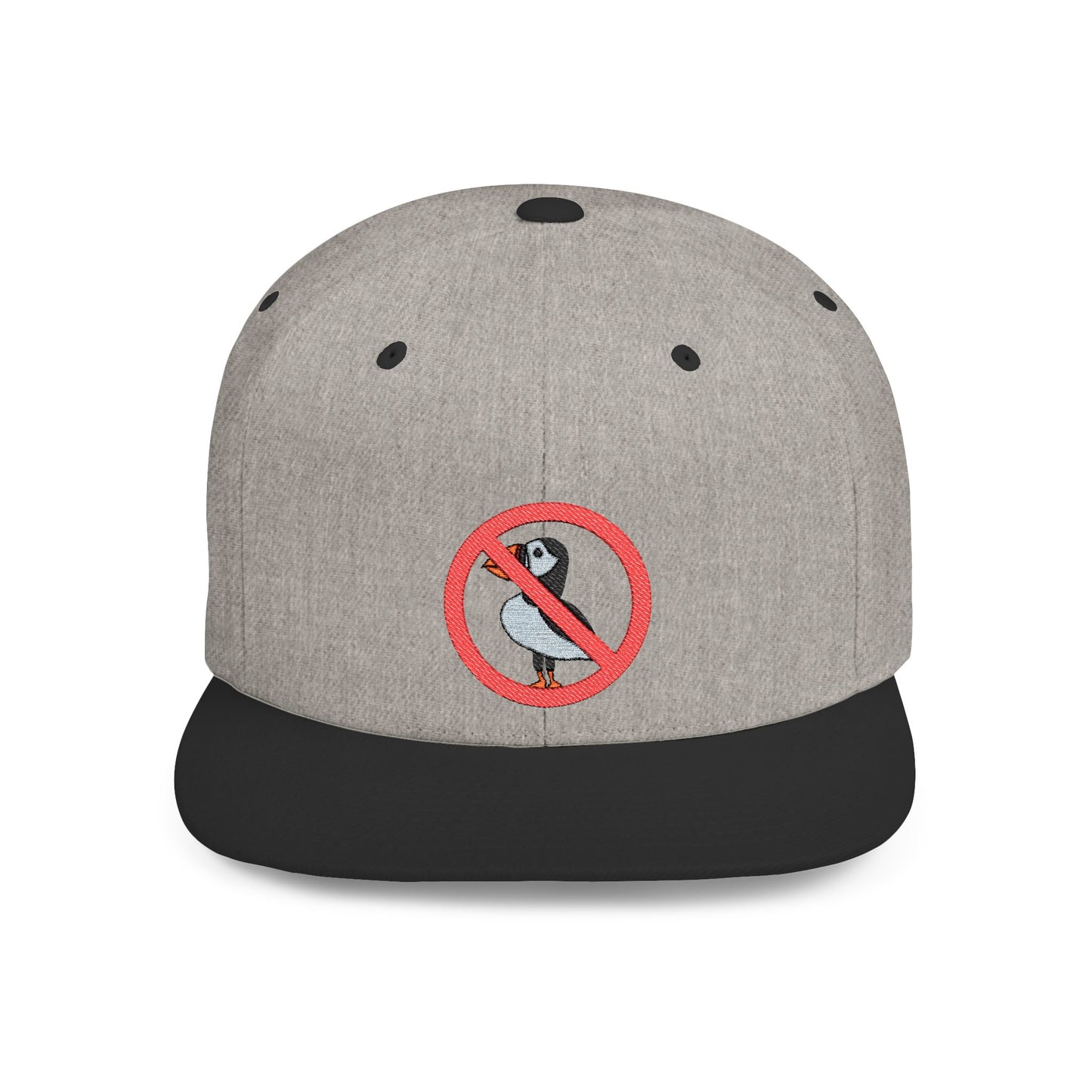 Trendy Flat Bill Snapback Hat with No Puffin Design