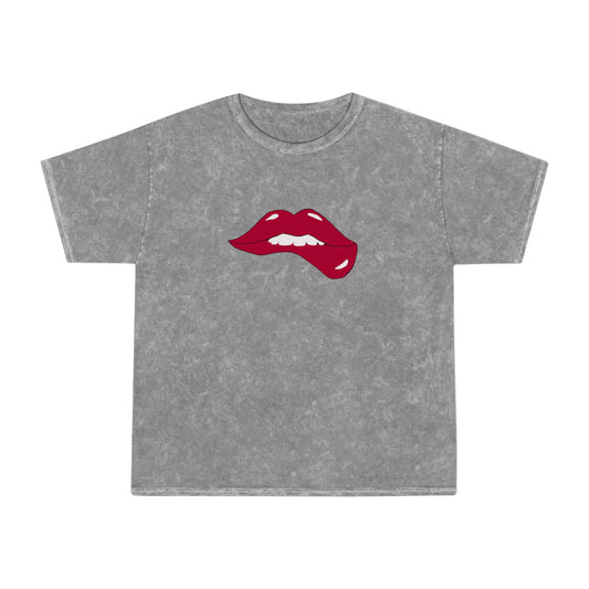 Unisex Mineral Wash T-Shirt biting lips tshirt