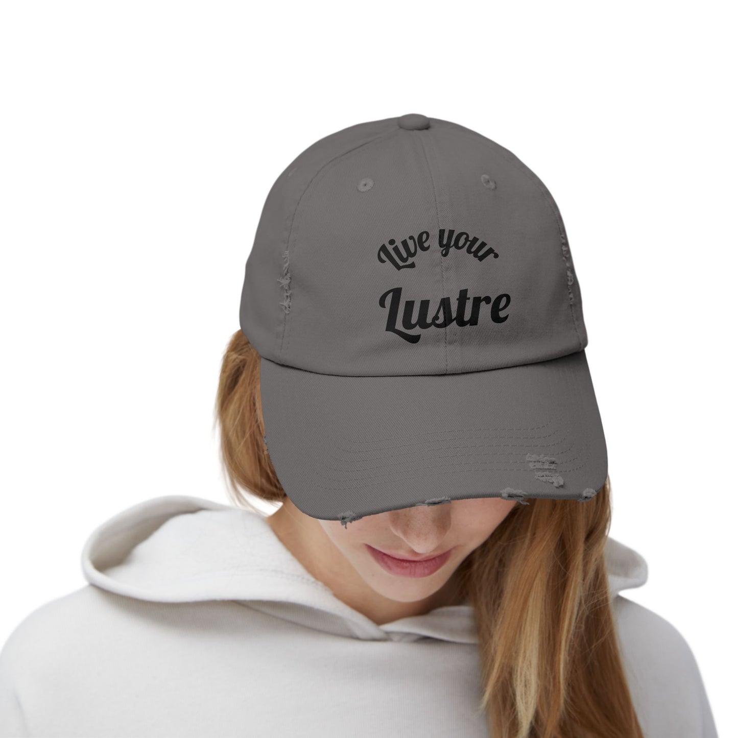 Unisex Distressed Cap - "Live Your Lustre" Vintage Style Hat for Casual Wear