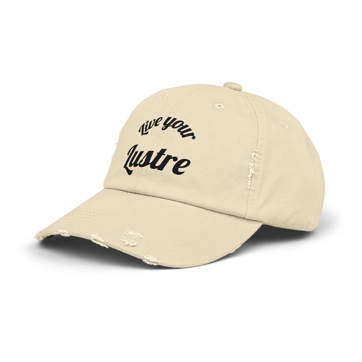 Unisex Distressed Cap - "Live Your Lustre" Vintage Style Hat for Casual Wear