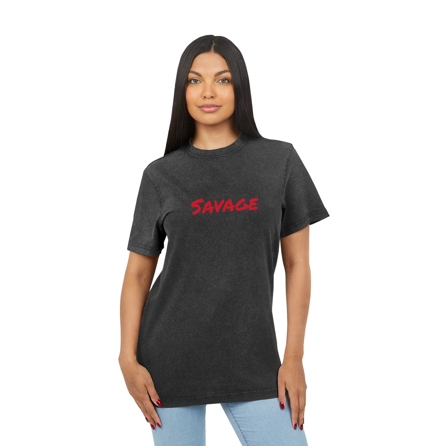 Savage Acid Washed Tee - Bold Graphic T-Shirt for Trendsetters