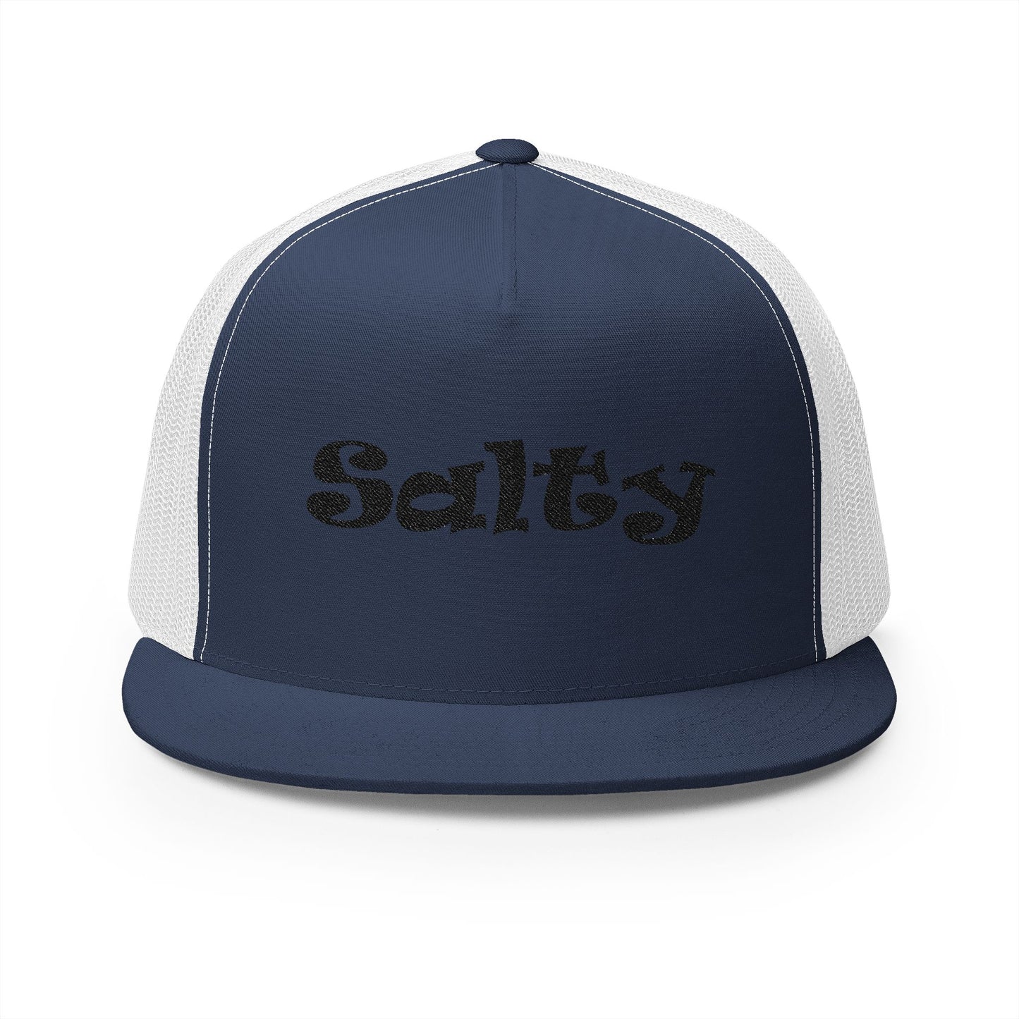 Salty 5 Panel Trucker Cap - Fun Embroidered Hat for Outdoor Adventures