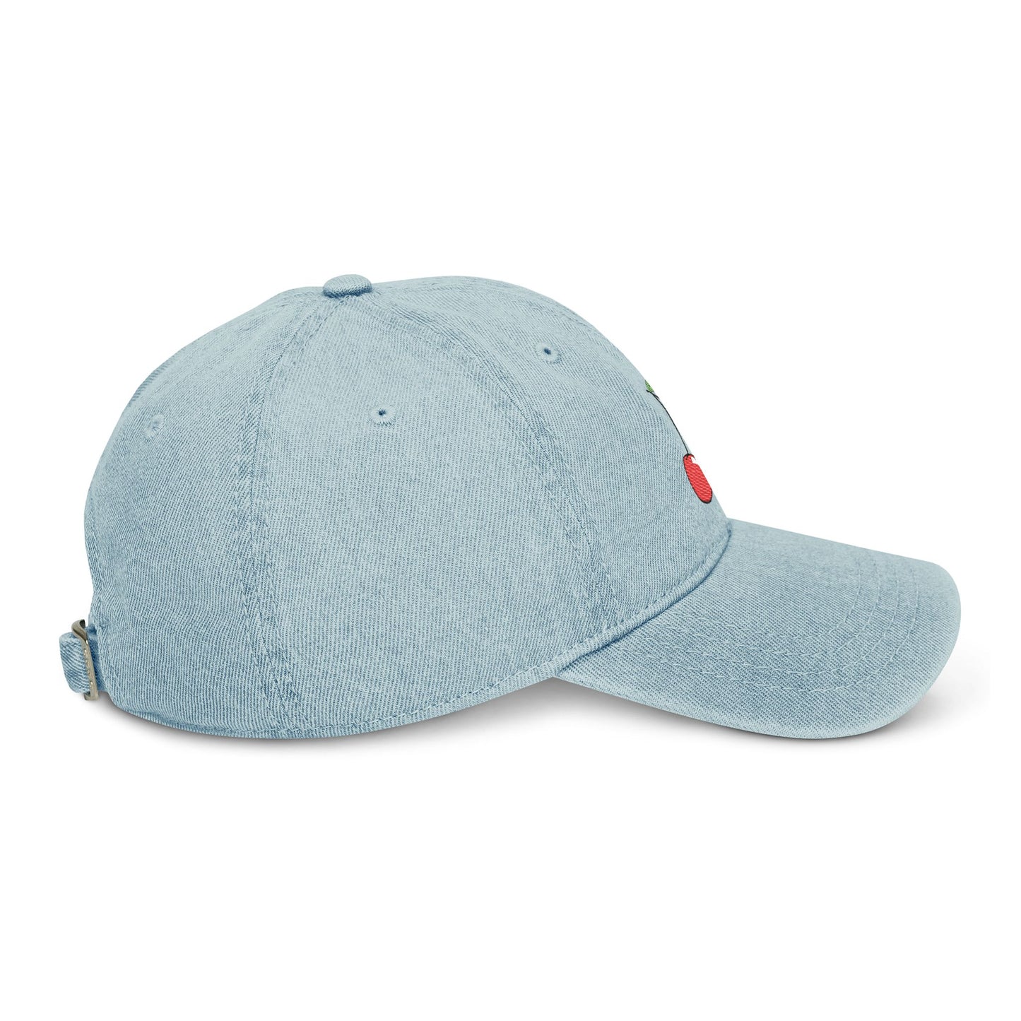 Cherry Embroidered Denim Hat - Casual Cap for Summer Styling