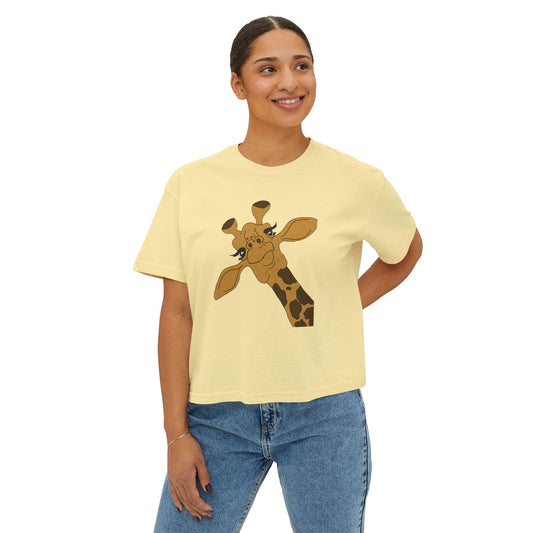 Women's Boxy Tee, Giraffe, trendy, custom graphic tee, boyfriend tee