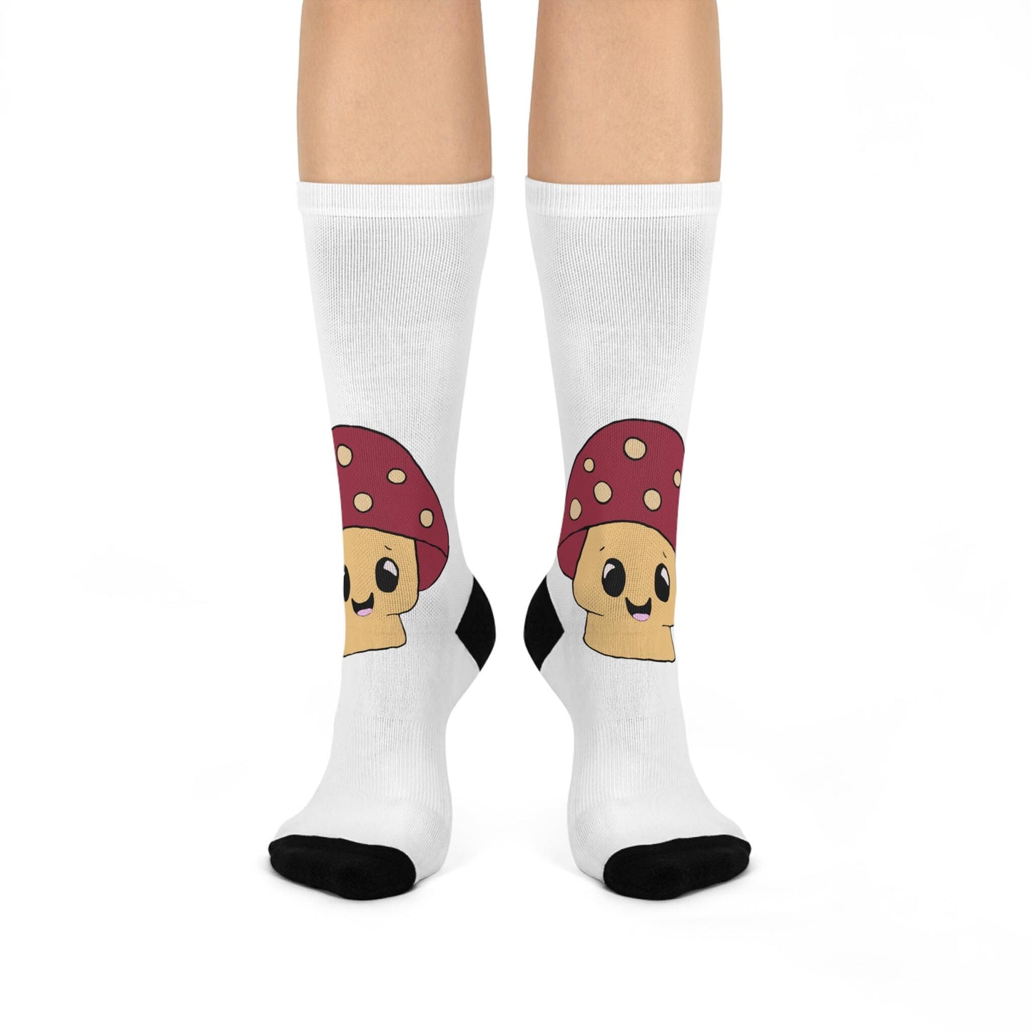 Cushioned Crew Socks "Shroomy" mushrooms, custom, trendy, rizzy