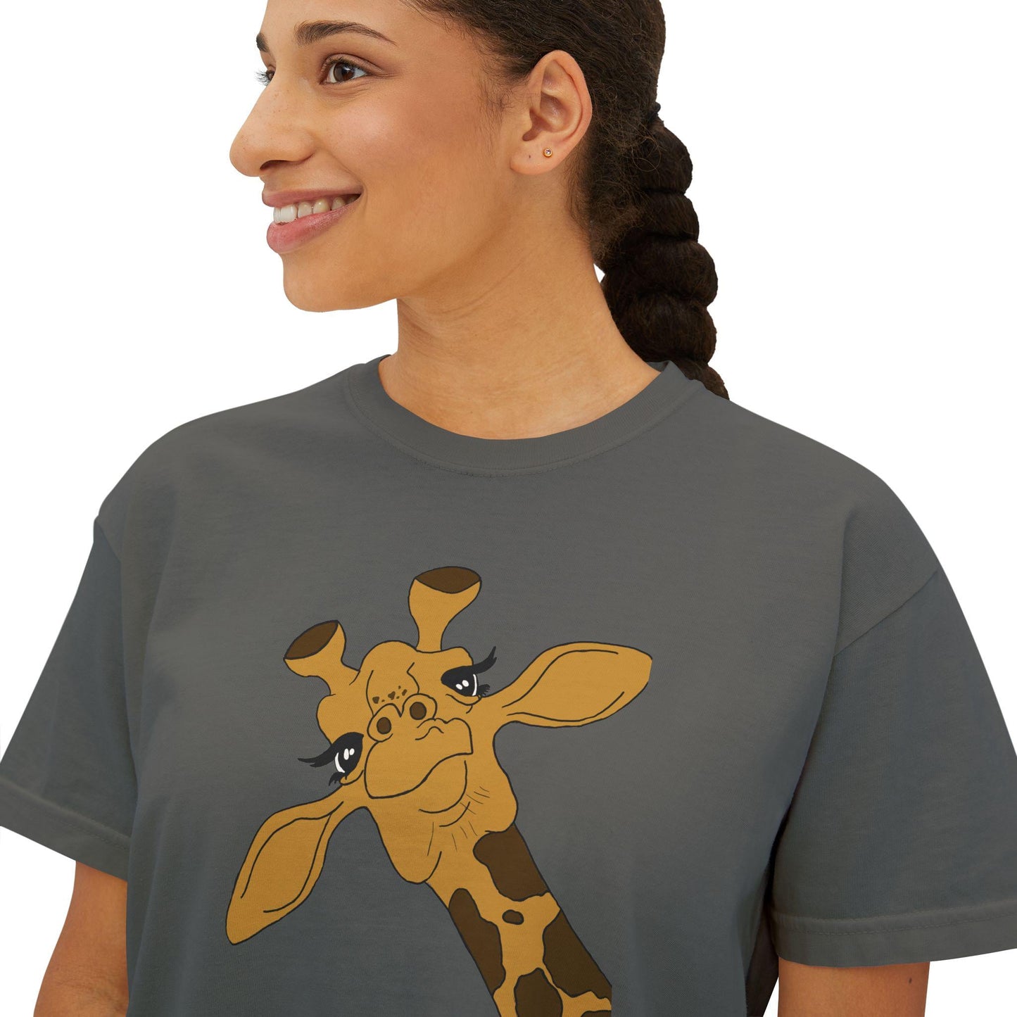 Women's Boxy Tee, Giraffe, trendy, custom graphic tee, boyfriend tee