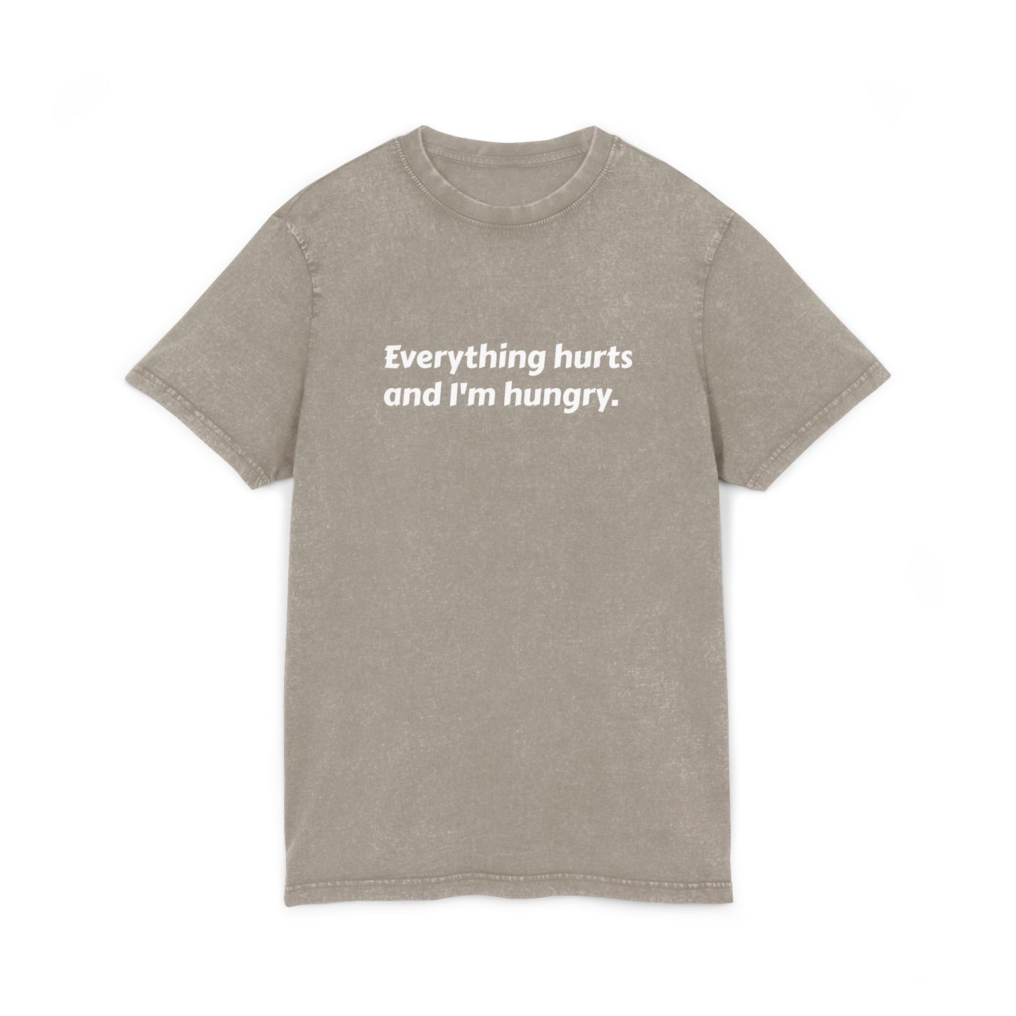 Graphic Tee - 'everything hurts and i'm hungry' Acid Washed Round Neck Shirt