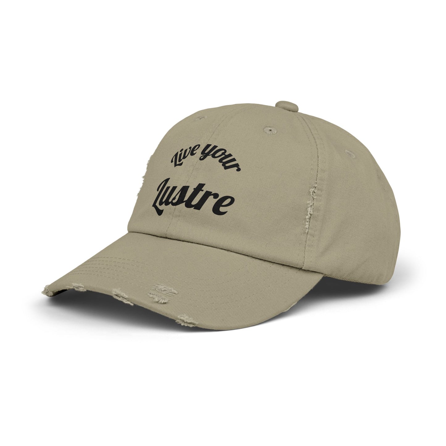 Unisex Distressed Cap - "Live Your Lustre" Vintage Style Hat for Casual Wear
