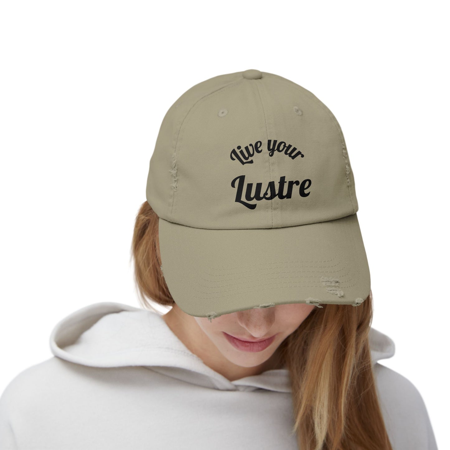 Unisex Distressed Cap - "Live Your Lustre" Vintage Style Hat for Casual Wear