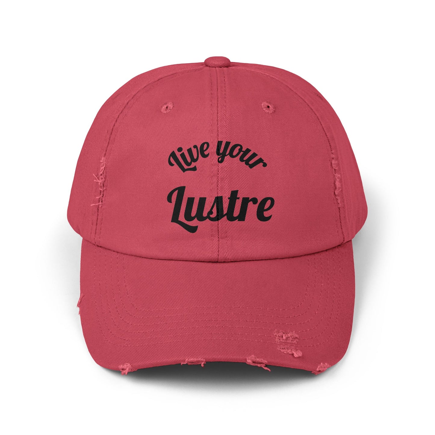 Unisex Distressed Cap - "Live Your Lustre" Vintage Style Hat for Casual Wear