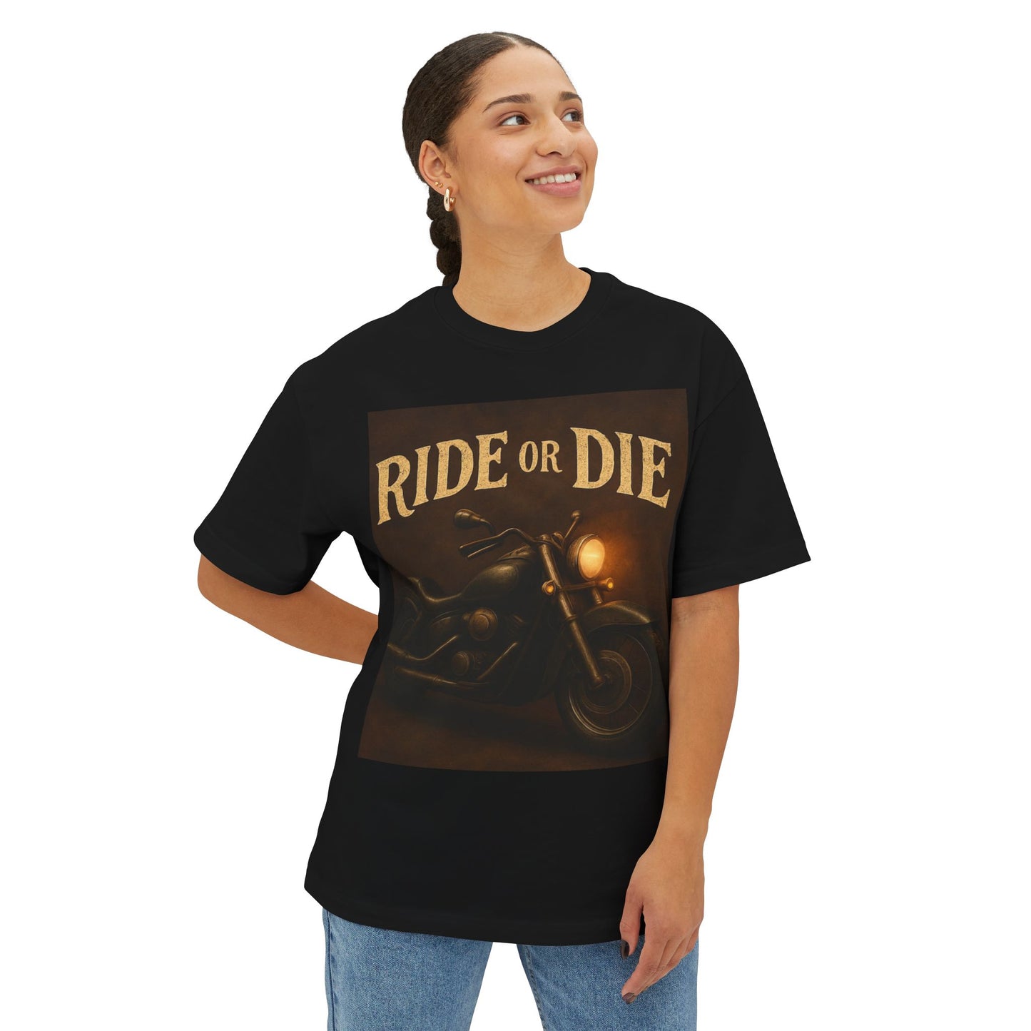 Ride or Die Oversized Tee | Unisex Graphic T-Shirt for Bikers, Casual Wear, gifts for him, Motorcycle Apparel, Music Festivals