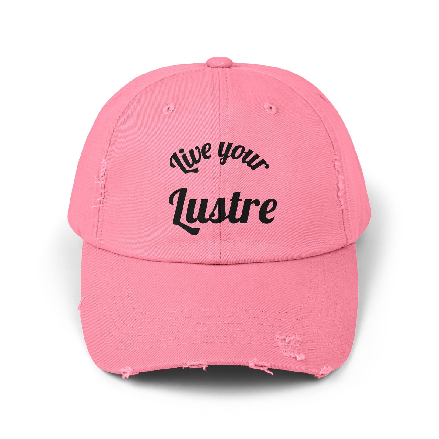Unisex Distressed Cap - "Live Your Lustre" Vintage Style Hat for Casual Wear
