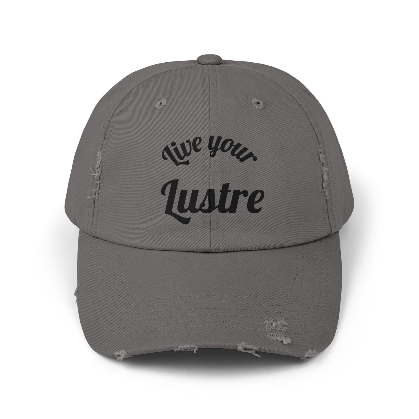 Unisex Distressed Cap - "Live Your Lustre" Vintage Style Hat for Casual Wear